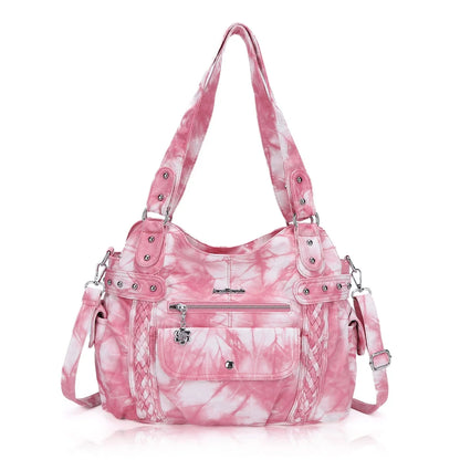 Damen-Schultertasche Mit Großem Stauraum Und Reißverschluss Innenfach Aus Polyester