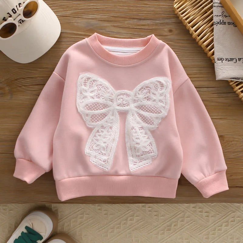 Mädchen Hoodie Set mit Bogen und breiten Beinhosen für Herbst 1-6 Jahre