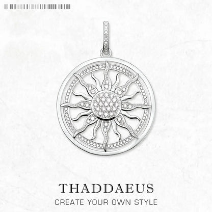 Damen-Charm-Anhänger Sonne Amulett weißer CZ Pavé aus Sterlingsilber