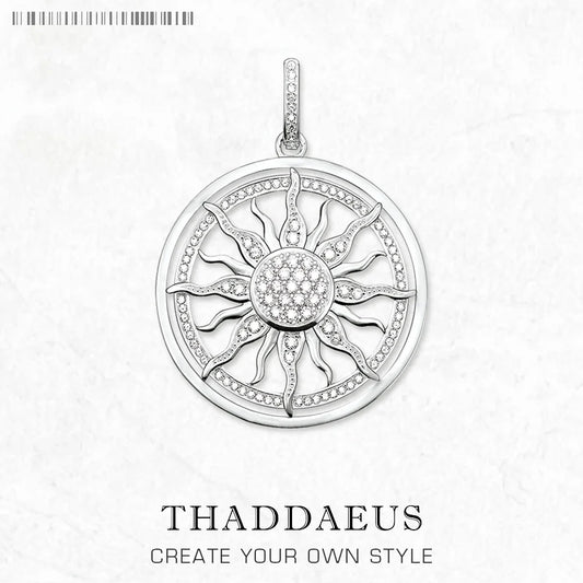 Damen-Charm-Anhänger Sonne Amulett weißer CZ Pavé aus Sterlingsilber