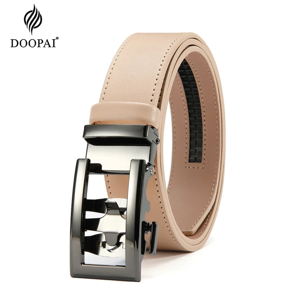 Herren Echtleder-Gürtel Hohles Muster Automatik-Schnalle Unisex 3,5 cm