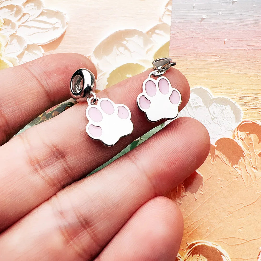 Damen-Charm-Anhänger rosa Pfote süß niedlich aus Sterlingsilber