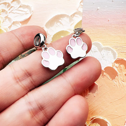 Damen-Charm-Anhänger rosa Pfote süß niedlich aus Sterlingsilber