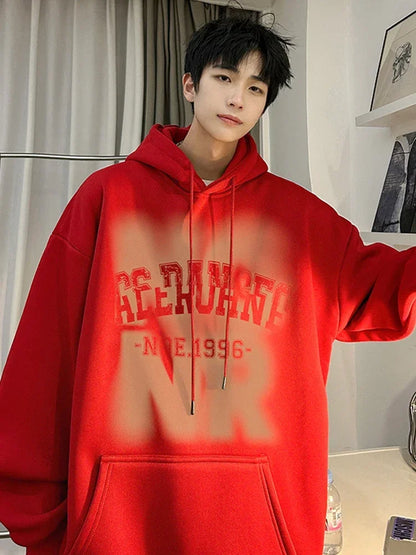Herren Hoodies mit Goth Brief Drucken und Kapuze im Vintage-Stil