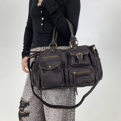 Damen-Handtasche Top-Handle aus PU-Leder mit Tassel-Design und Mehrfachfächern für Abendtaschen geeignet