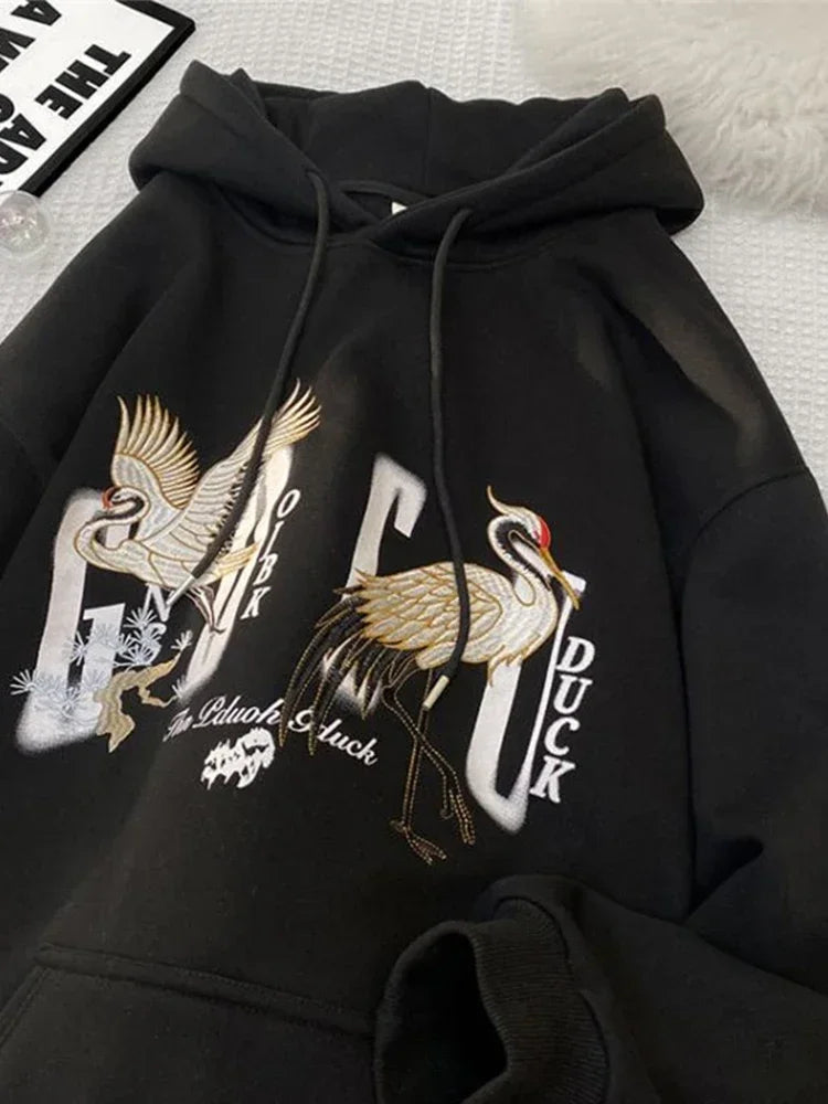 Herren Kapuzenpullover im chinesischen Stil mit Druck und Taschen