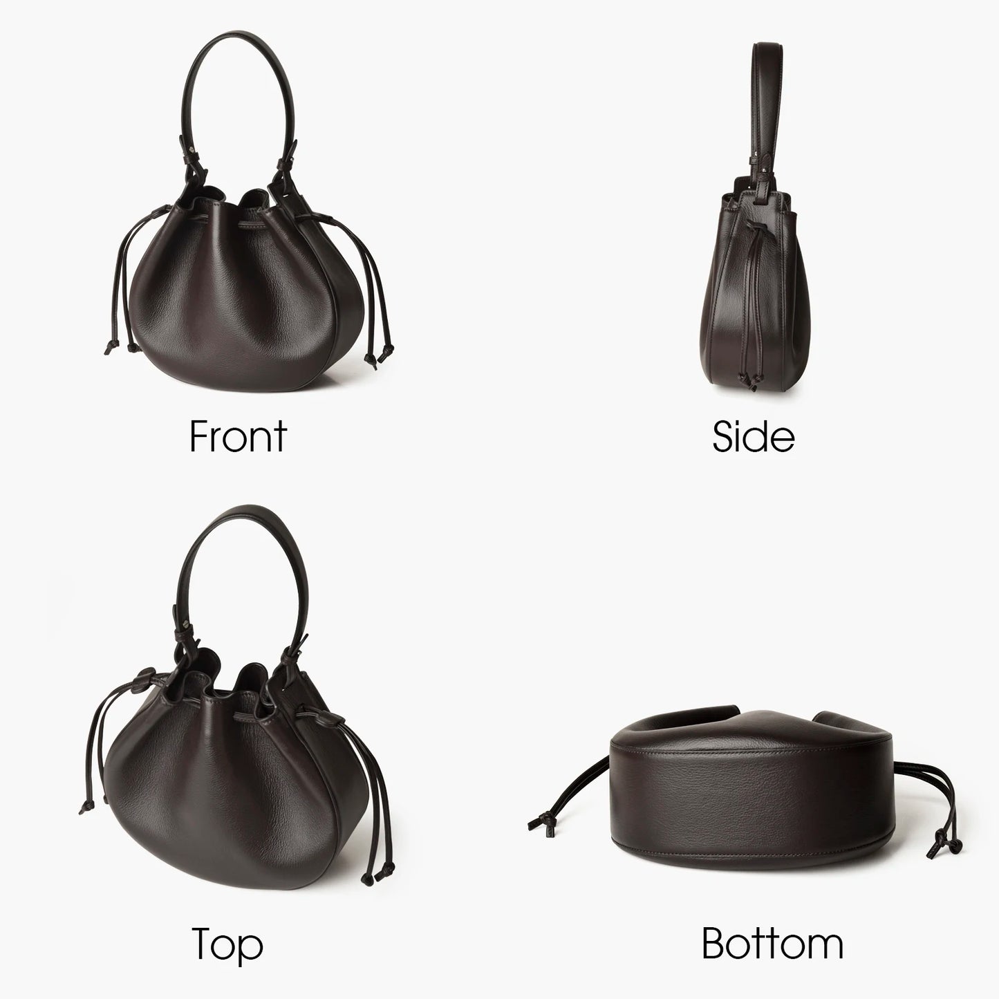Natur Kalbsleder Damen-Handtasche | Kordelzug Dumpling-Form