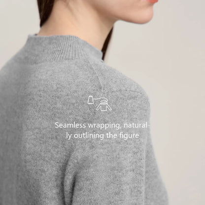Damen-Rollkragenpullover Wolle-Kaschmir locker Herbst