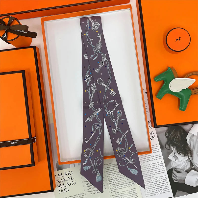 Damen Seidenschal klein quadratisch Haarband Halstuch Kopftuch Bandana E
