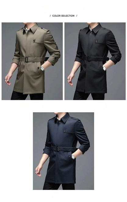 Langer Trenchcoat für Herren – Leichtmantel für Frühling & Herbst