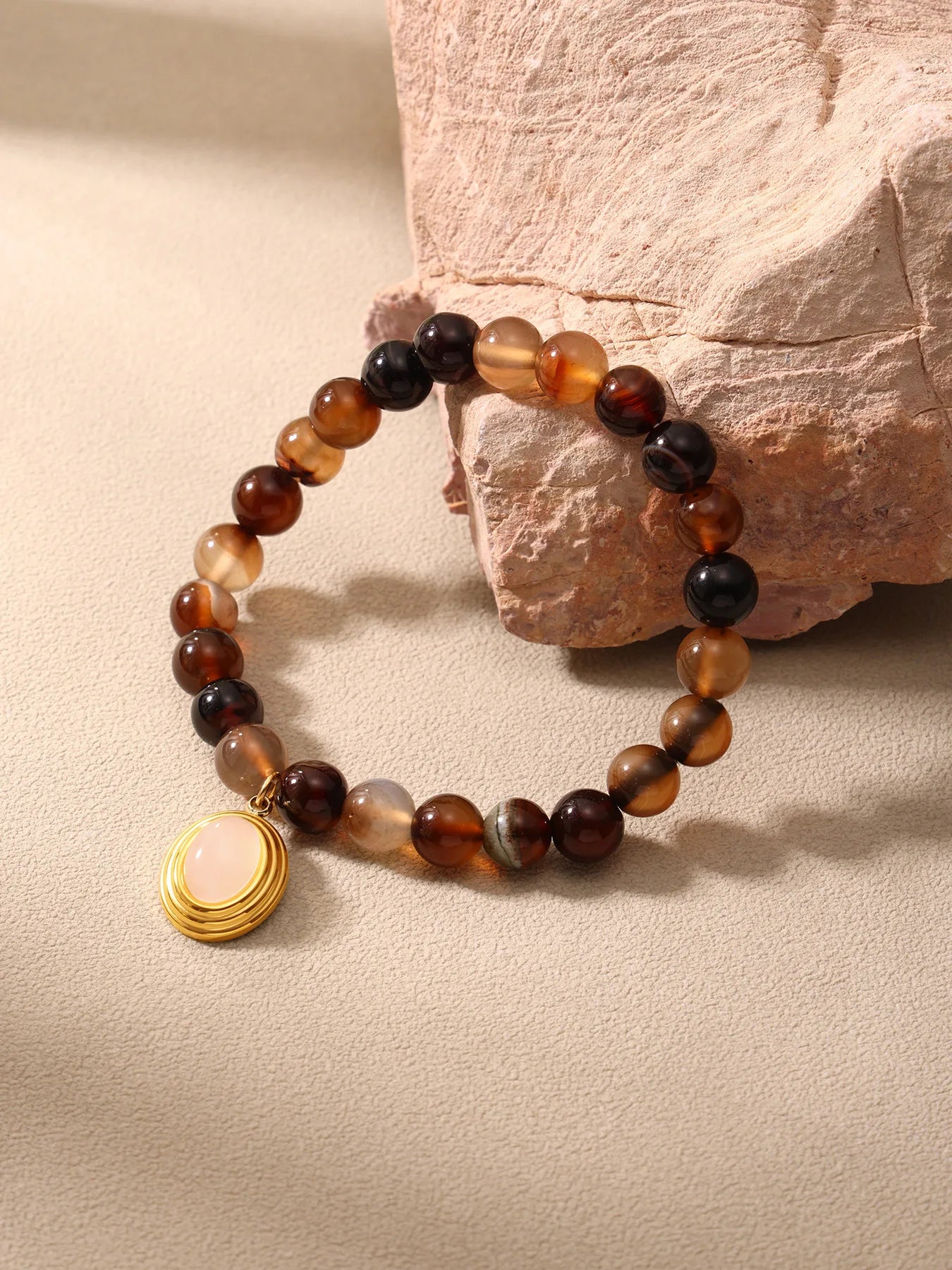 Damen-Armband mit Achat-Naturstein aus Edelstahl