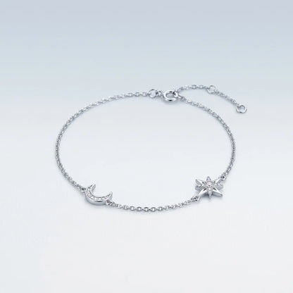 Damen-Ring Mond und Stern mit Moissanit