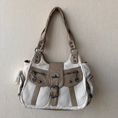 Damen-Handtasche aus PU-Kunstleder mit Top-Handle, Reißverschluss und Mehrfachfächern