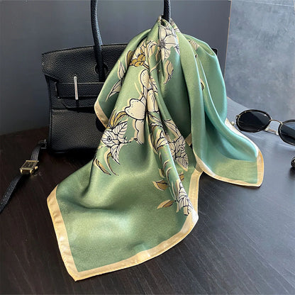 Damen Seidenschal 53cm klein quadratisch Haarband Kopftuch Halstuch Bandana E
