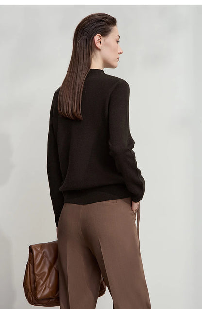 Damen-Rollkragenpullover Wolle-Kaschmir locker Herbst