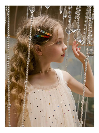 Blauer Blumen-Bubbelrock aus Gaze für Mädchen – Frühlings- und Sommerkleid, süßes Prinzessinnen-Design, Größen 110cm-170cm