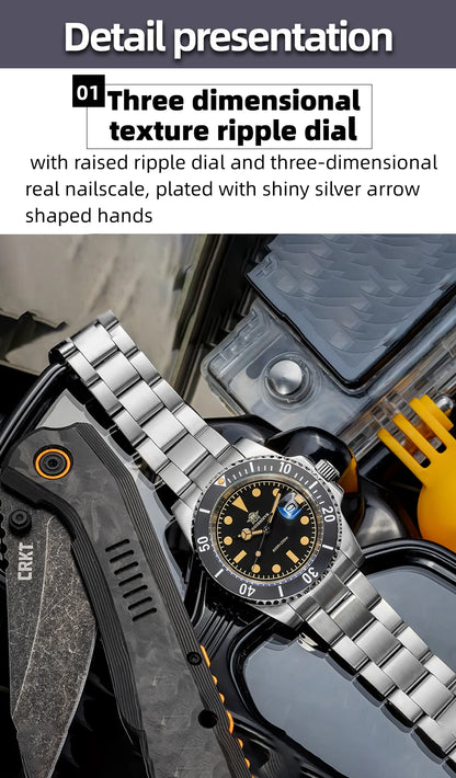 41mm Herren Quarzuhr Business 200m wasserdicht Mineralglas japanisches Werk Leuchtzeiger