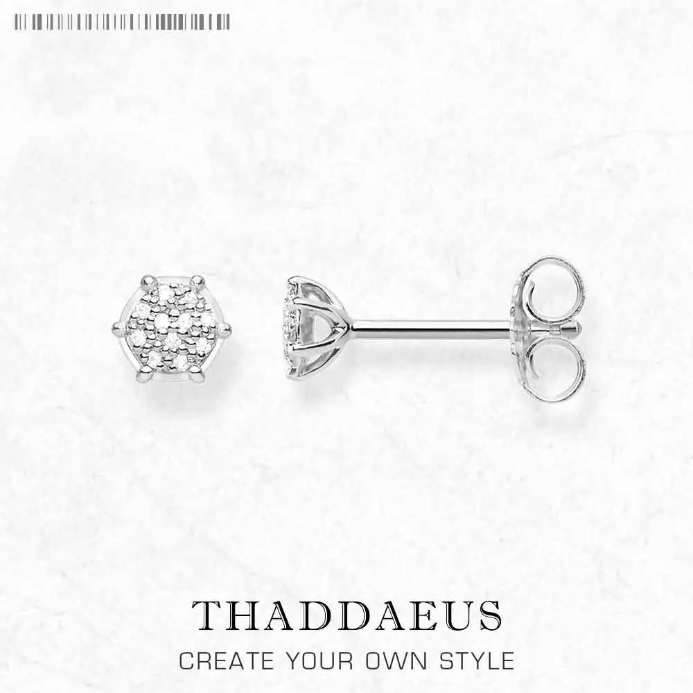 Damen-Ohrstecker Pavé weißer Zirkonia geometrisch aus Sterlingsilber