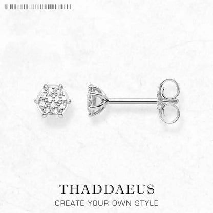 Damen-Ohrstecker Pavé weißer Zirkonia geometrisch aus Sterlingsilber