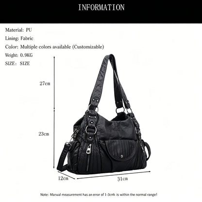 Damen-Hobo-Tasche aus Vintage-Leder mit verstellbarem Tragegurt und Mehrfachtaschen