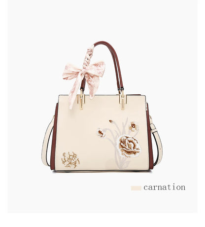 Damen Tasche Aus Splitleder Mit Reißverschluss Im Chinesischen Stil