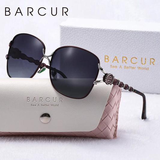 Damen-Sonnenbrille oval übergroß Retro Metall UV400 Geschenkbox