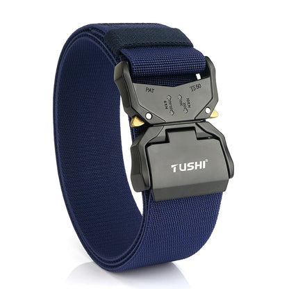 VATLY Breiter Elastik-Gürtel Herren 5 cm Aluminium-Schnellverschluss Militär-Stil