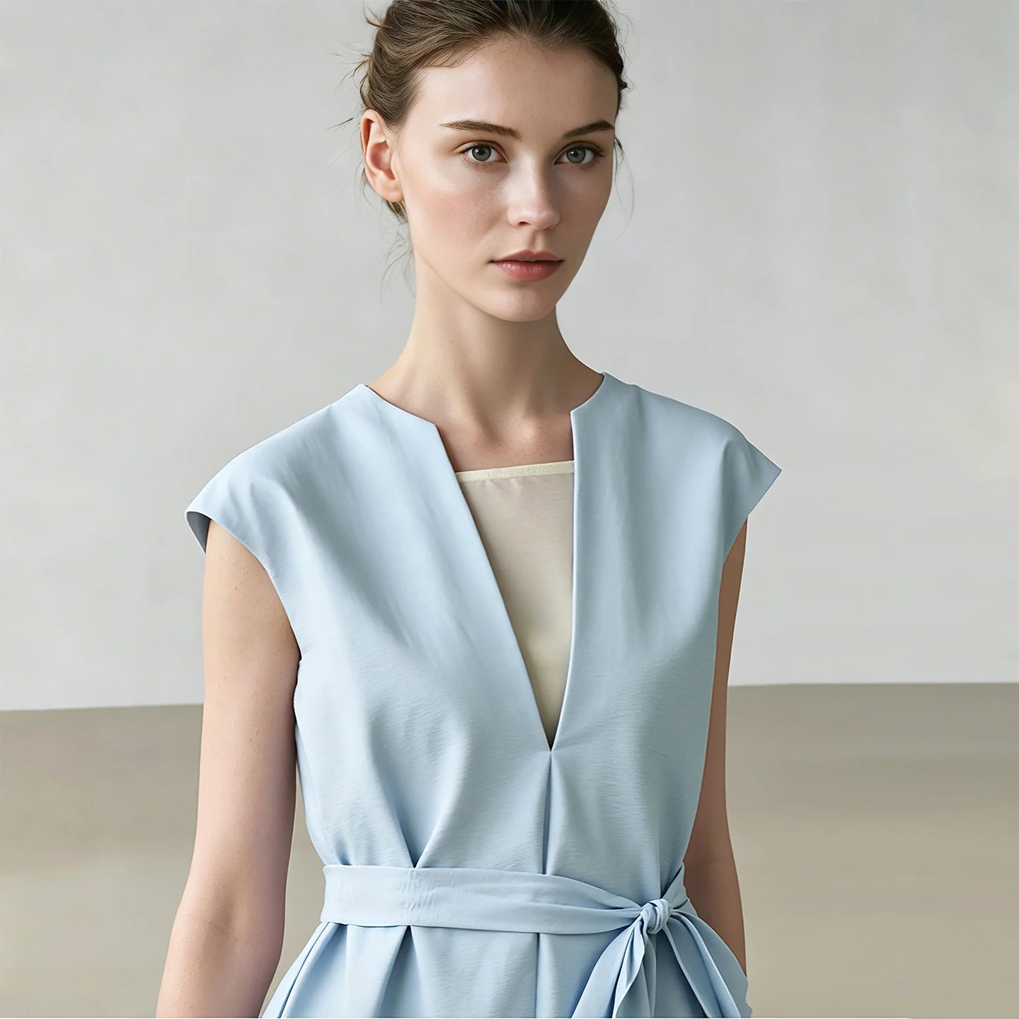 Modernes Damen Midikleid Patchwork Büro Elegant Baumwolle