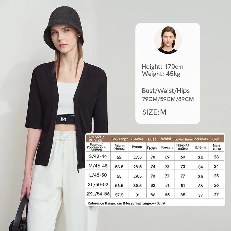 Damen V-Ausschnitt Strickjacke Slim Reißverschluss Viskose Herbst