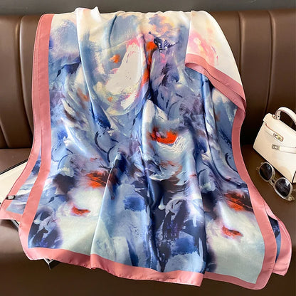 Damen Seidenschal groß Sommer Strand Hijab Turban Foulard Bandana Sonnenschutz