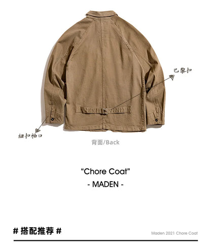 Herren Mantel aus schwerem Twill mit vier Taschen im Khaki-Farbton