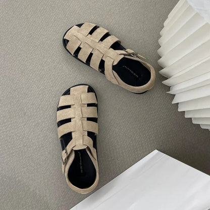 AIYUQI Damensandalen 2025, neue gewebte hohle römische Sandalen für Frauen, Sommer, große Schweinekäfig-weibliche Schuhe