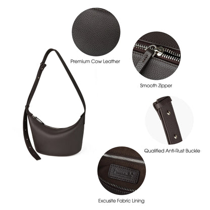 Mini Hobo Tasche aus Vollnarbigem Rindleder | Bucket-Form Crossbody