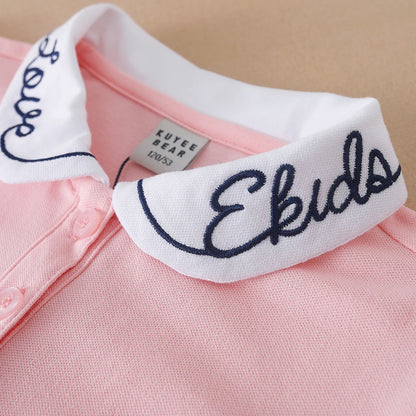 Mädchen Sommerkleid 2024 Turn-Down Kragen Kleidung Kinder adrette Stil bestickte Schule Sommerkleid Kinder 5-12 Jahre