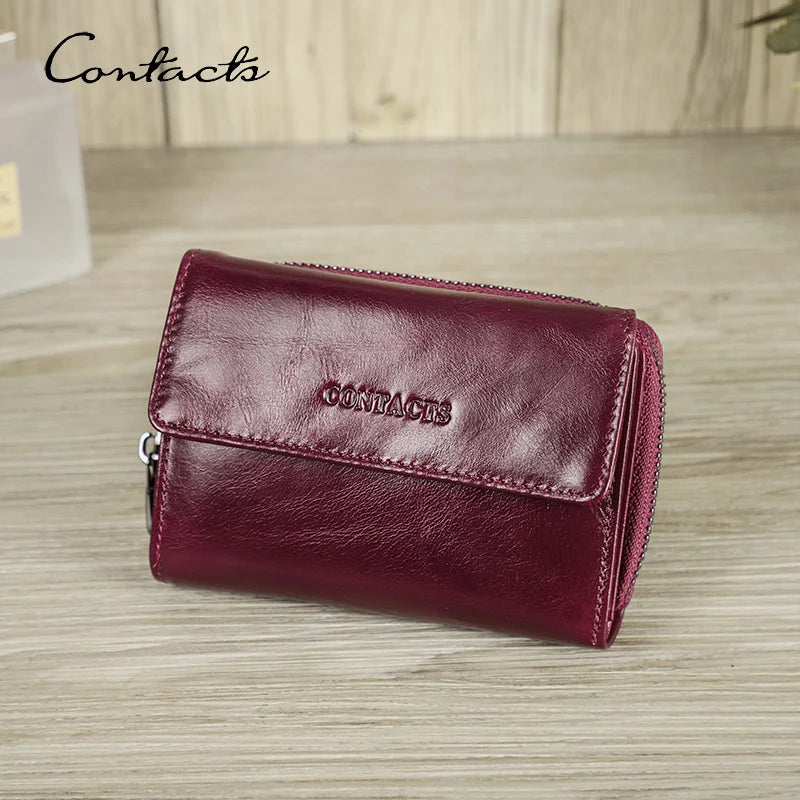 Damen Echtleder Geldbörse Vintage Mode Handtasche Münzfach Geldclip Business