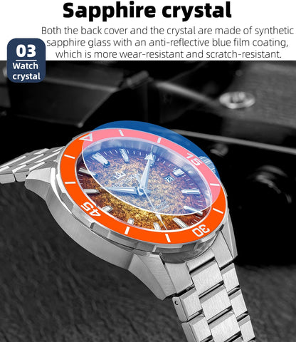 Herren-Taucheruhr mit Miyota-9015-Automatikwerk und Saphirglas