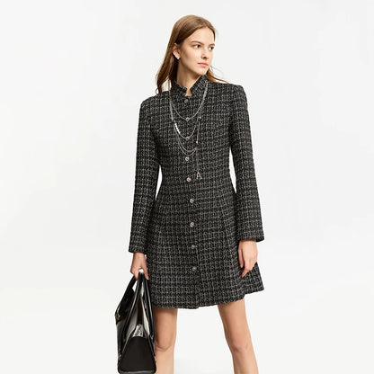 Damen Wollmantel im minimalistischen Stil mit Stehkragen für das Büro