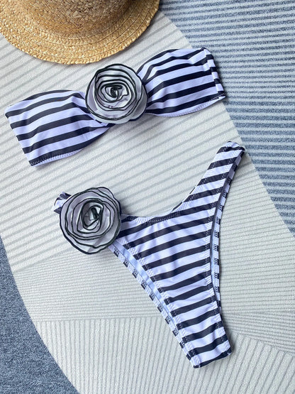 Sexy Bikini-Set mit Push-up-Effekt – Solide Badebekleidung für Damen am Strand oder Pool