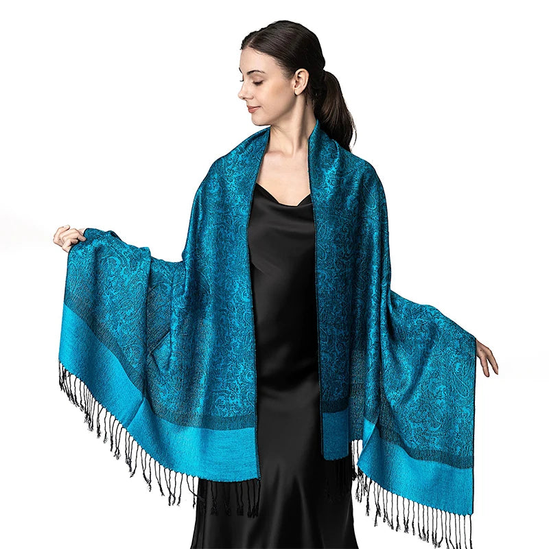 Damen Jacquard Schal ethnisch Kaschmir dick weich Halstuch Bandana Outdoor
