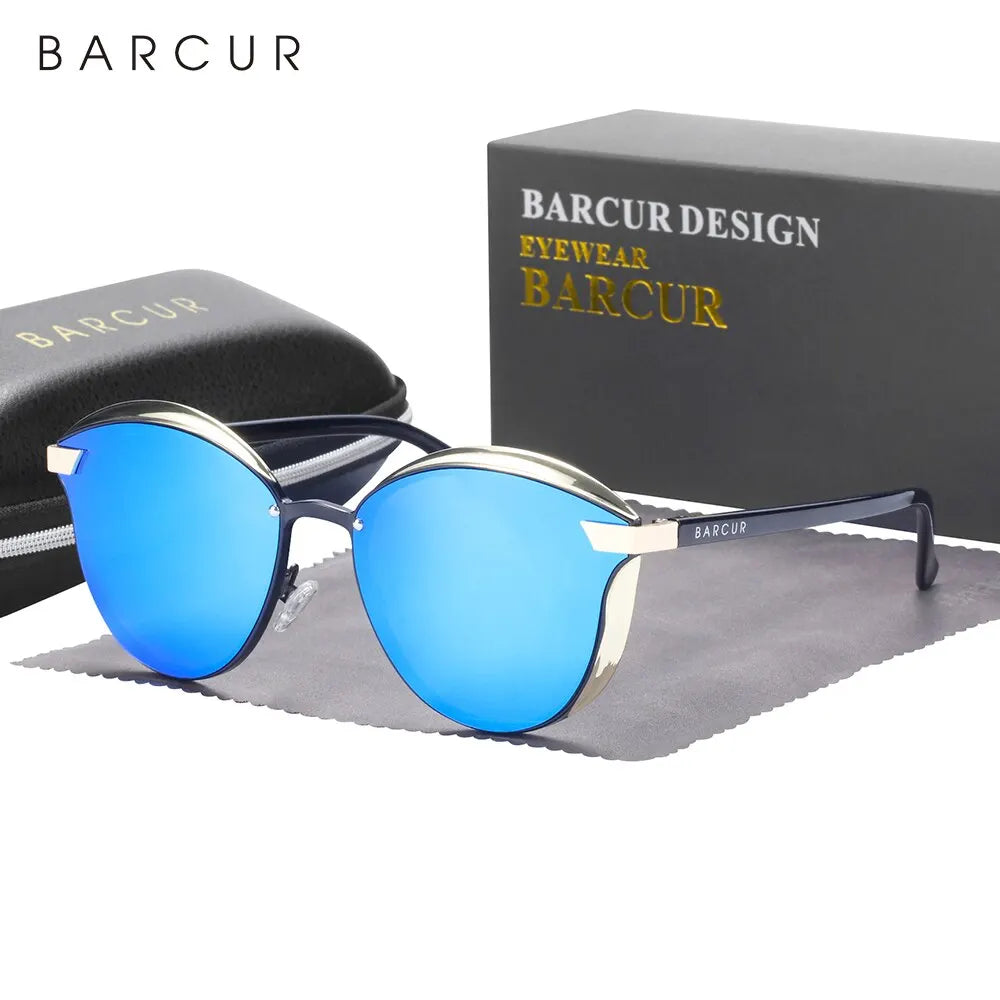 Damen-Sonnenbrille rund Katze Farbverlauf polarisiert UV400 B