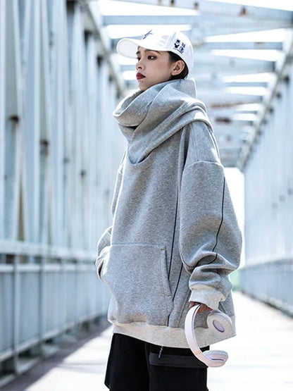 Herren Windjacke mit Rollkragen und Kapuze im Y2K Streetwear Stil