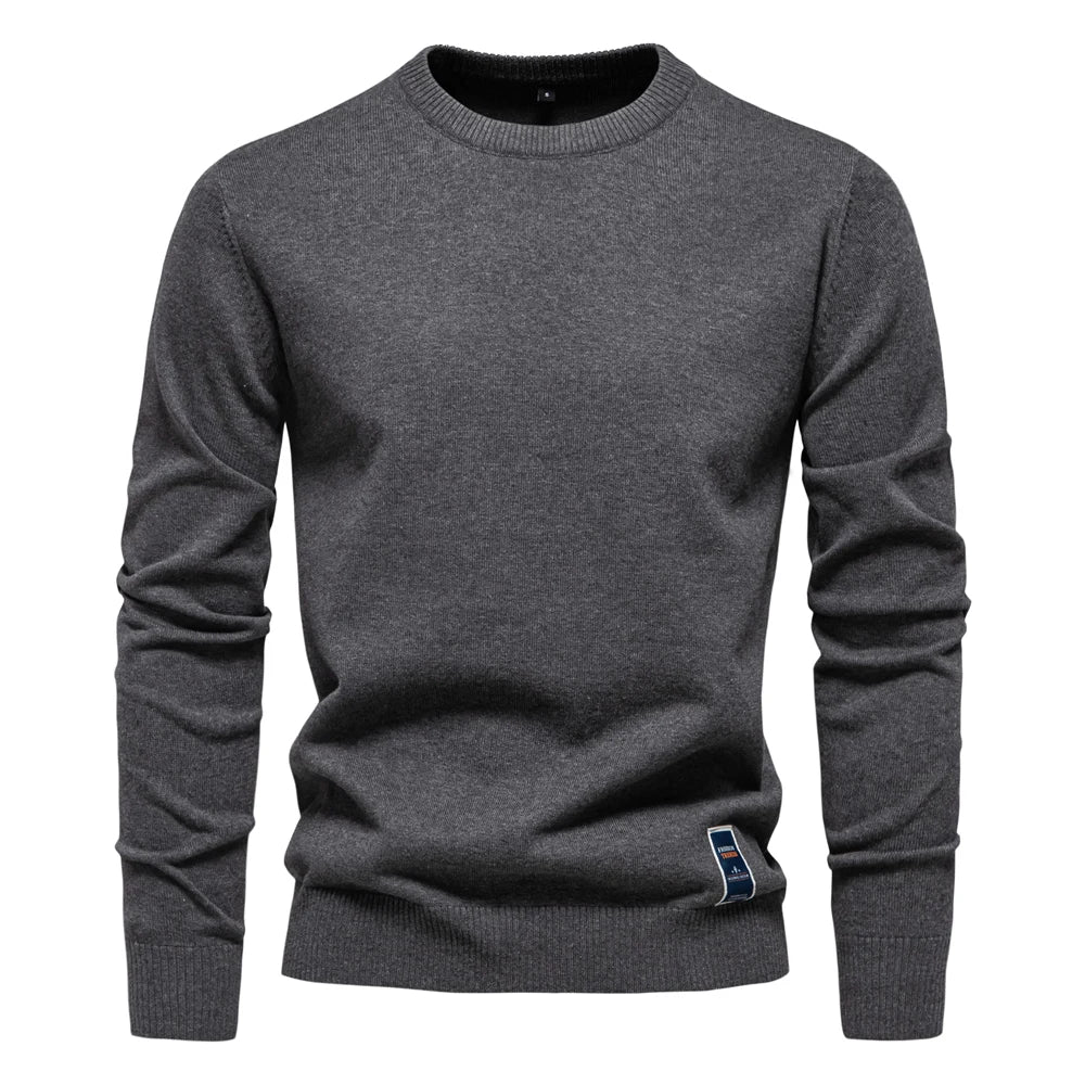Herren Pullover aus massiver Baumwolle mit Rundhalsausschnitt und klassischem Design