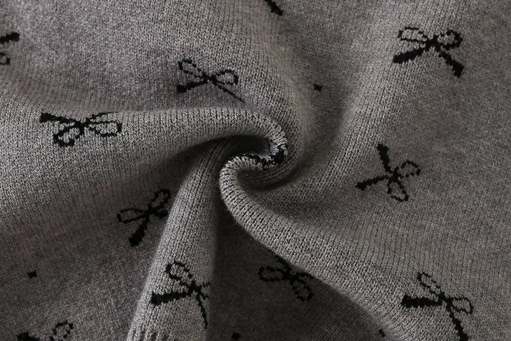 Mädchen Kleidungsset mit Bogen Druck Pullover und Faltenrock im 2-Teile Design