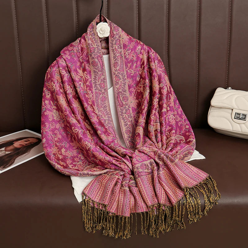 Damen Winterschal Kaschmir Pashmina Luxus Druck warm Stolen Foulard Baumwolle