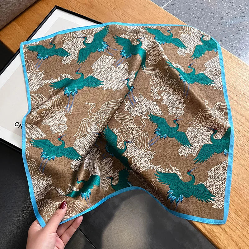 Damen Seidenschal quadratisch Sommer Strand Halstuch Bandana 53cm