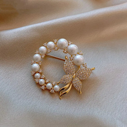 Brosche Girlande Kristall Strass Rund Luxus Boutique Corsage Damen