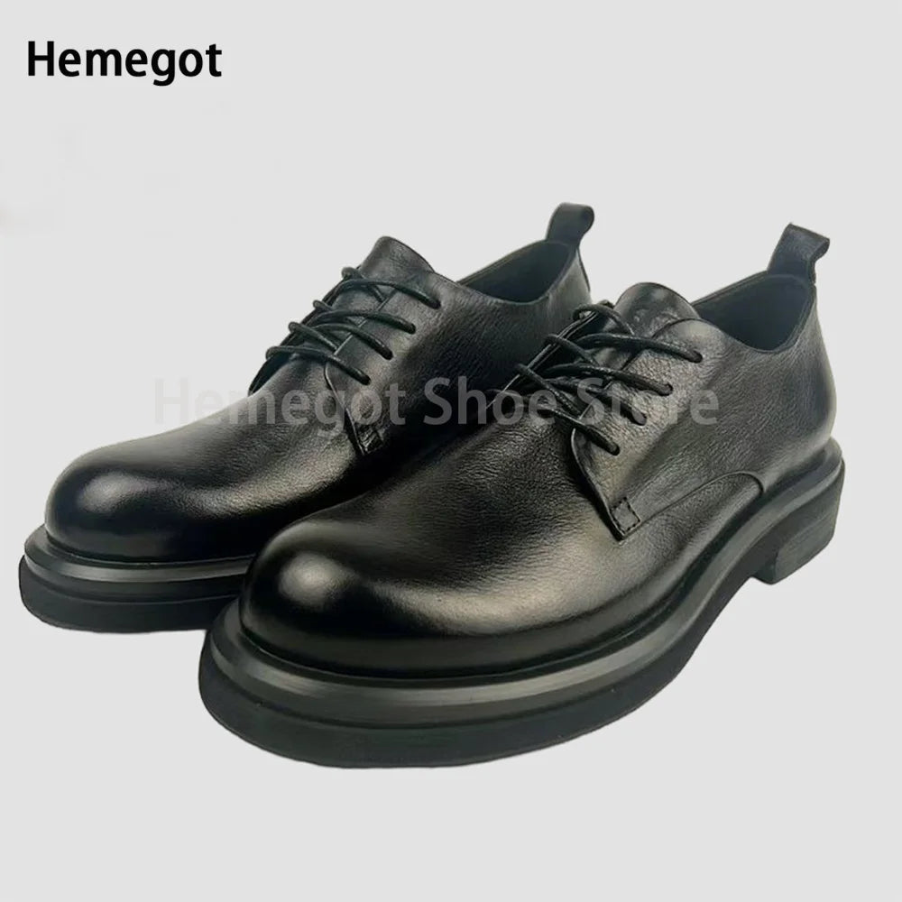 Herren-Schnürschuhe aus Leder in Schwarz/Kaffee – elegant & strapazierfähig