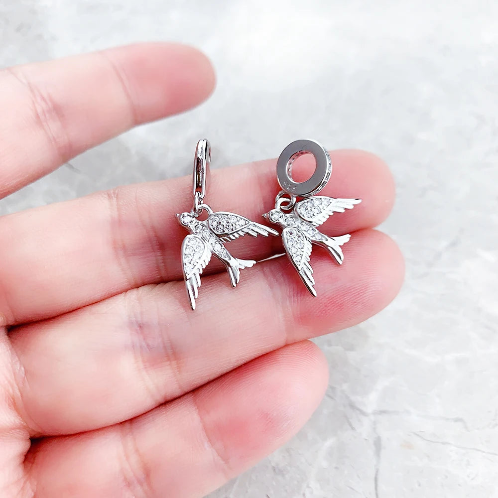 Damen-Charm-Anhänger Schwalbe Vogel Hoffnung Treue Sommer aus Sterlingsilber