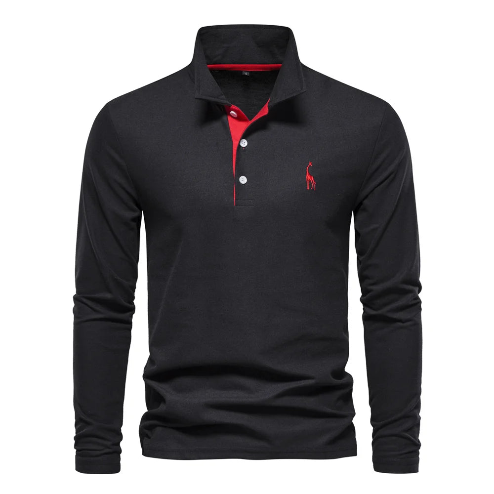 Premium Herren Langarm Polo Shirt Atmungsaktiv Und Elegant Für Business