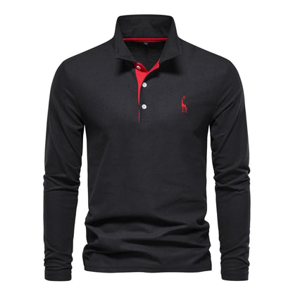 Premium Herren Langarm Polo Shirt Atmungsaktiv Und Elegant Für Business